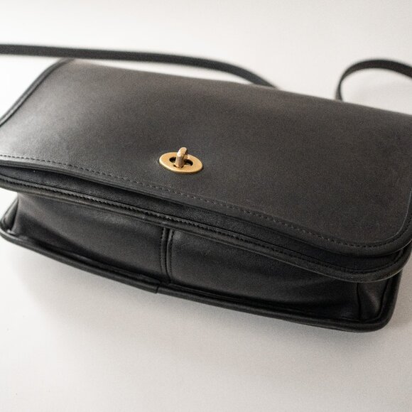 Vintage Coach Convertible Clutch - Black Leather Crossbody Made 1989 - Picture 11 of 16